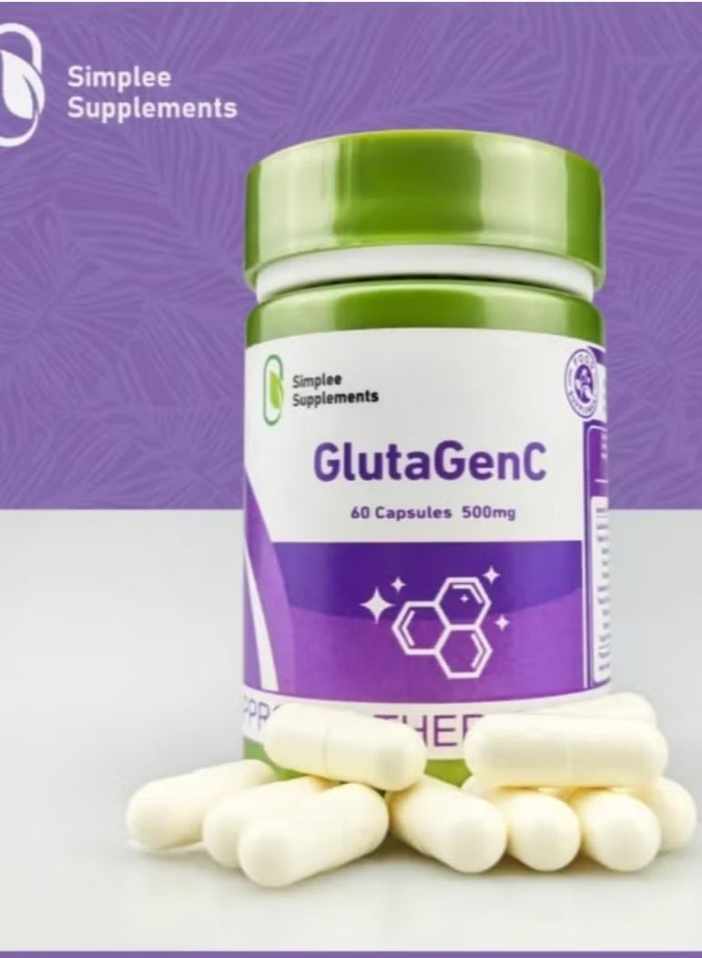 Simplee Supplements GlutaGenC Premium Antioxidant Capsules | Glutathione Formula | 500mg | 60 Capsules - Image 1